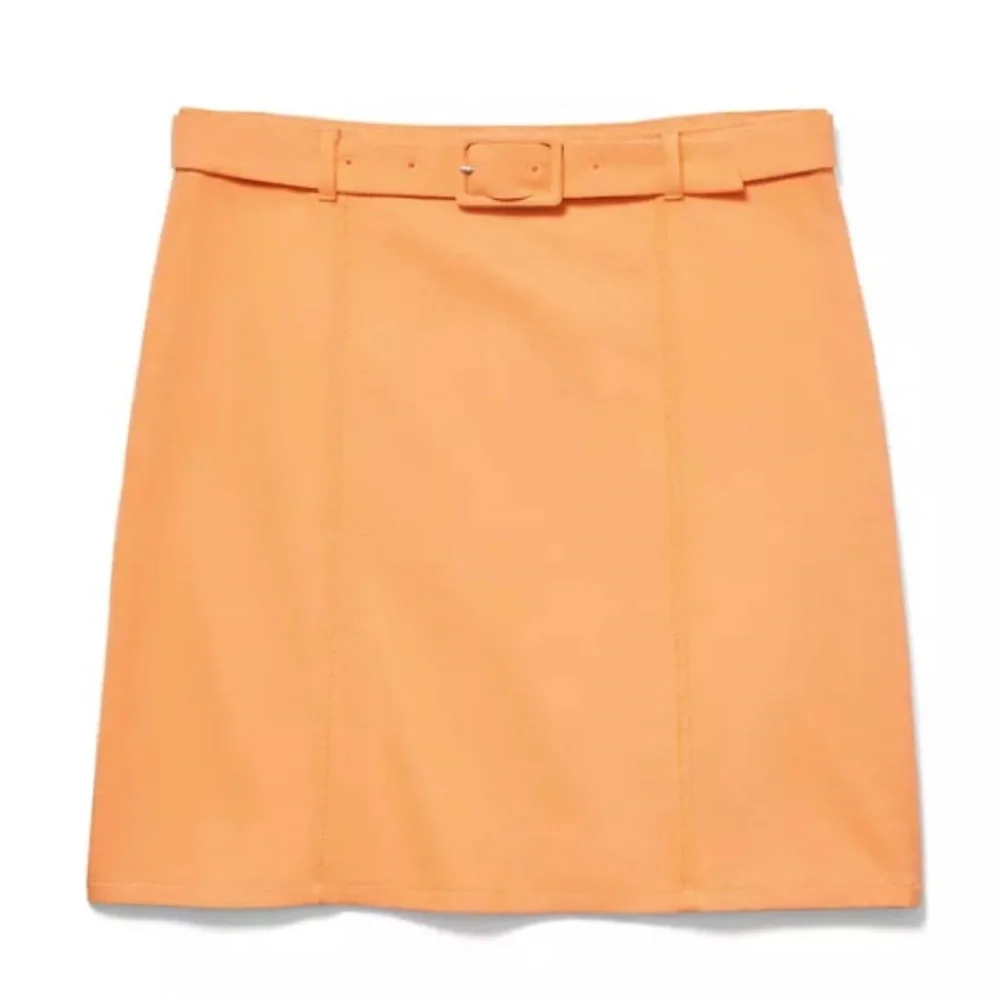 Loft Belted Cotton Linen Skirt in Orange Creamsicle Color, size 10 NWT
